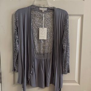 Carolyn Taylor Lace Trim Gray Robe